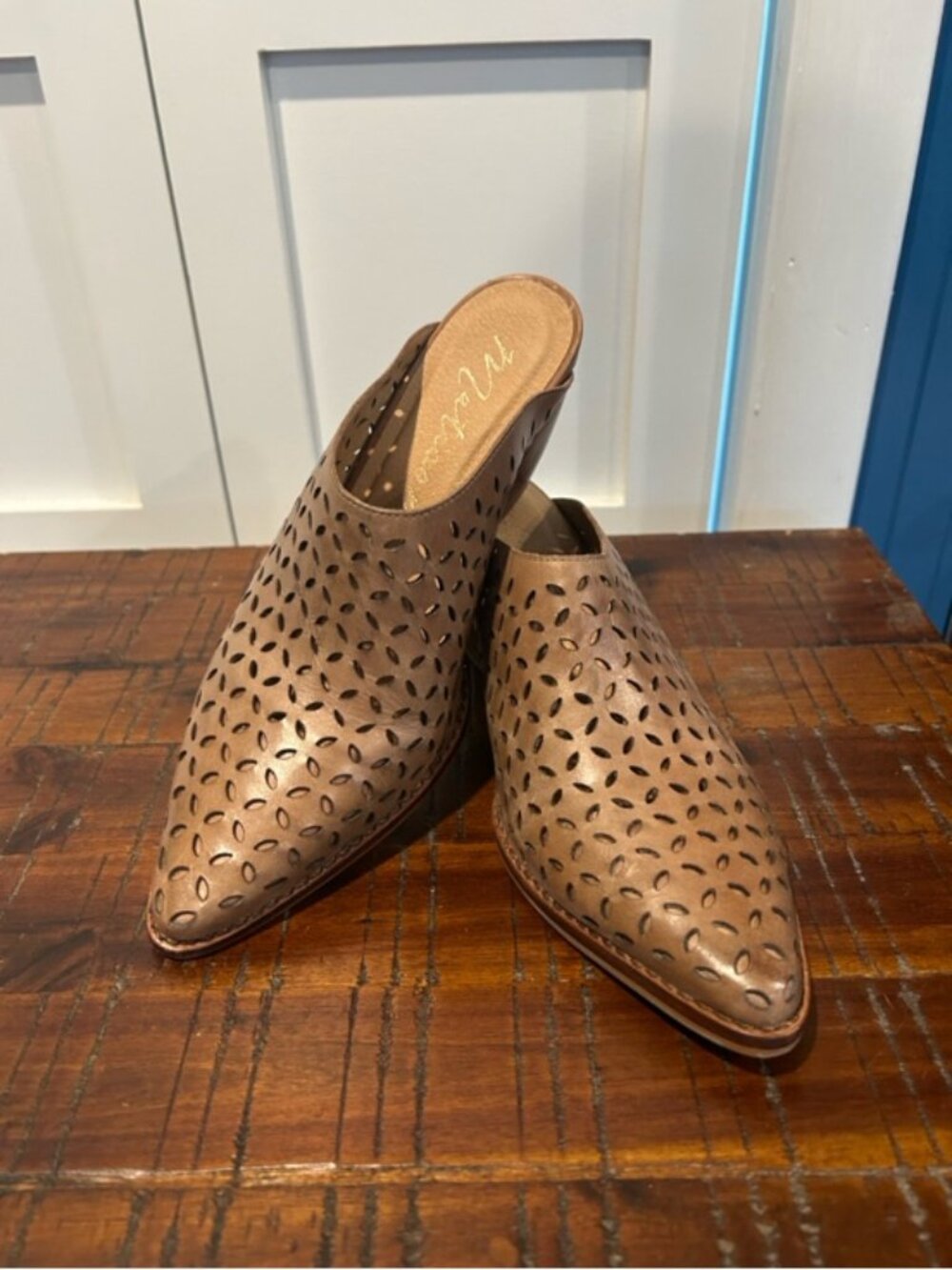 Matisse Brown Laser-Cut Leather Mules Women's Size 6
